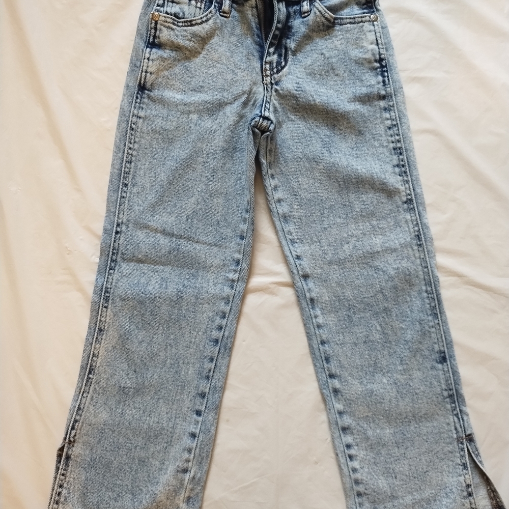 ART CLASS HI RISE STRAIGHT WIDE LEG BAGGY DENIM PANTS W/2 SPLITS KID GIRL SZ 6